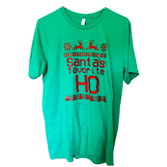 Santa's Favorite Ho Christmas Graphic Green T-shirt - Large - Picture 8 of 11